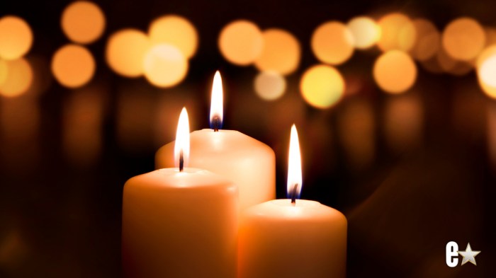 three candles burning