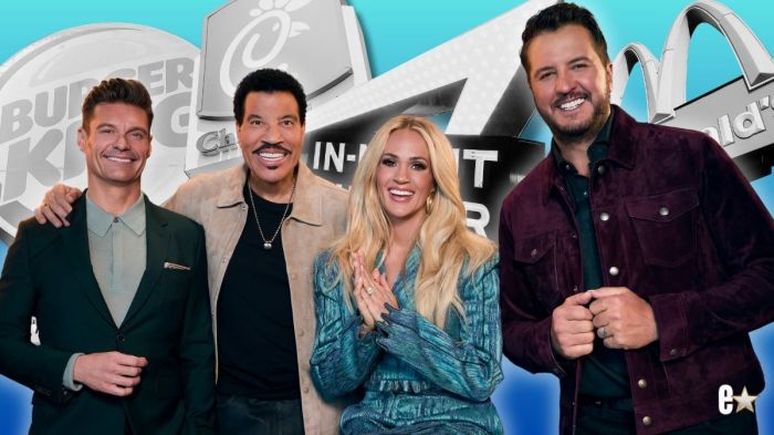 "American Idol" cast Ryan Seacrest, Lionel richie, Carrie Underwood, and Luke Bryan