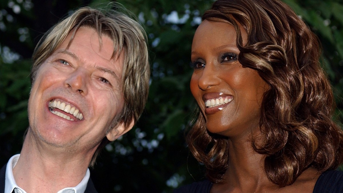 David Bowie and Iman smiling