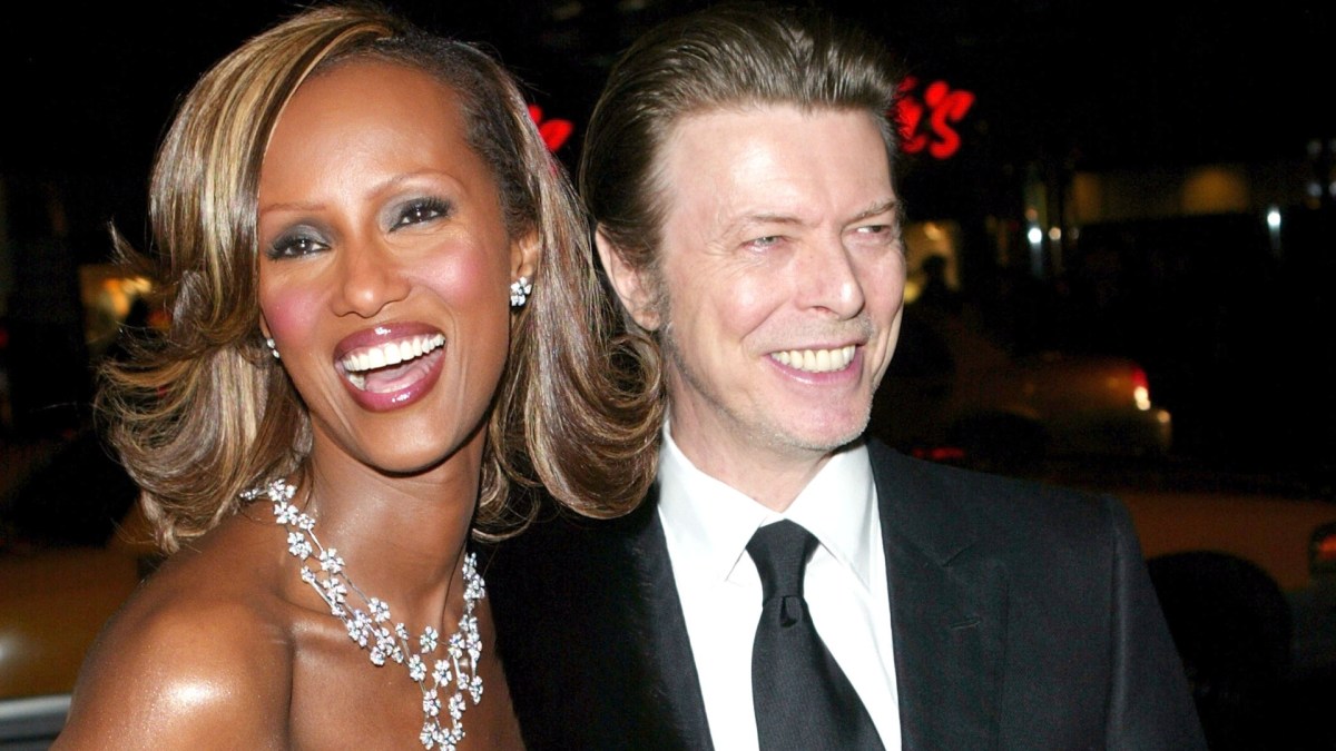 David Bowie and Iman smiling