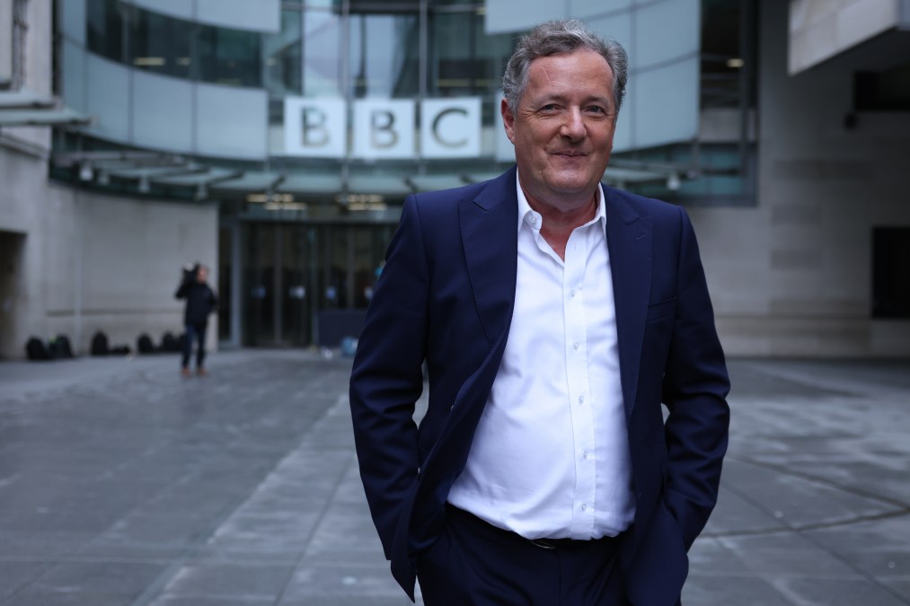 Piers Morgan takes his departure following his appearance on Sunday Morning at the BBC Broadcasting House