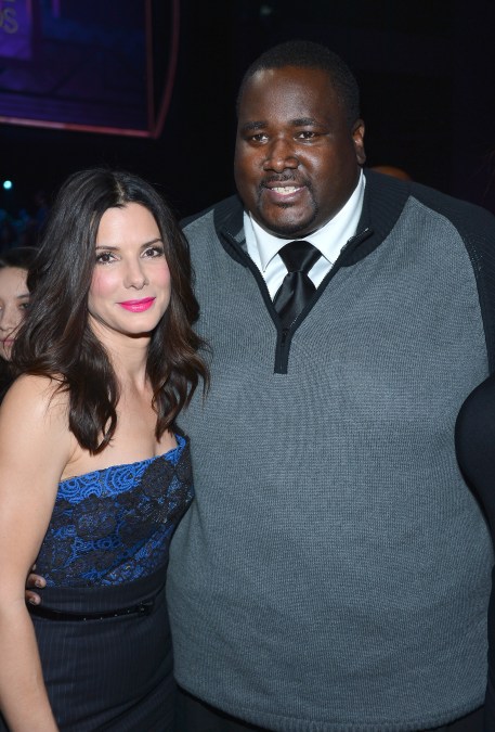 Actress Sandra Bullock (L) and actor Quinton Aaron