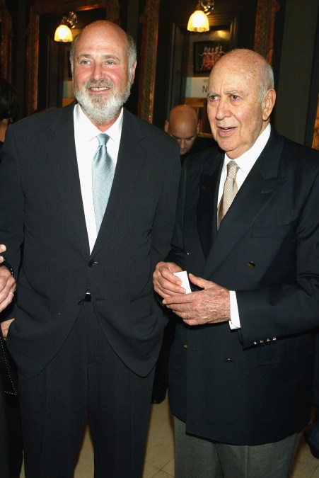 Actors Rob (L) and Carl Reiner arrive at the opening night of Mel Brooks "The Producers" 