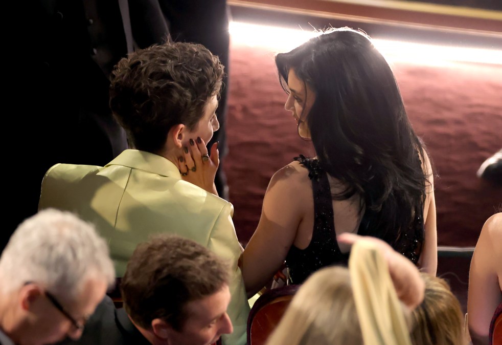 Timoth&eacute;e Chalamet and Kylie Jenner are seen during the 97th Annual Oscars 