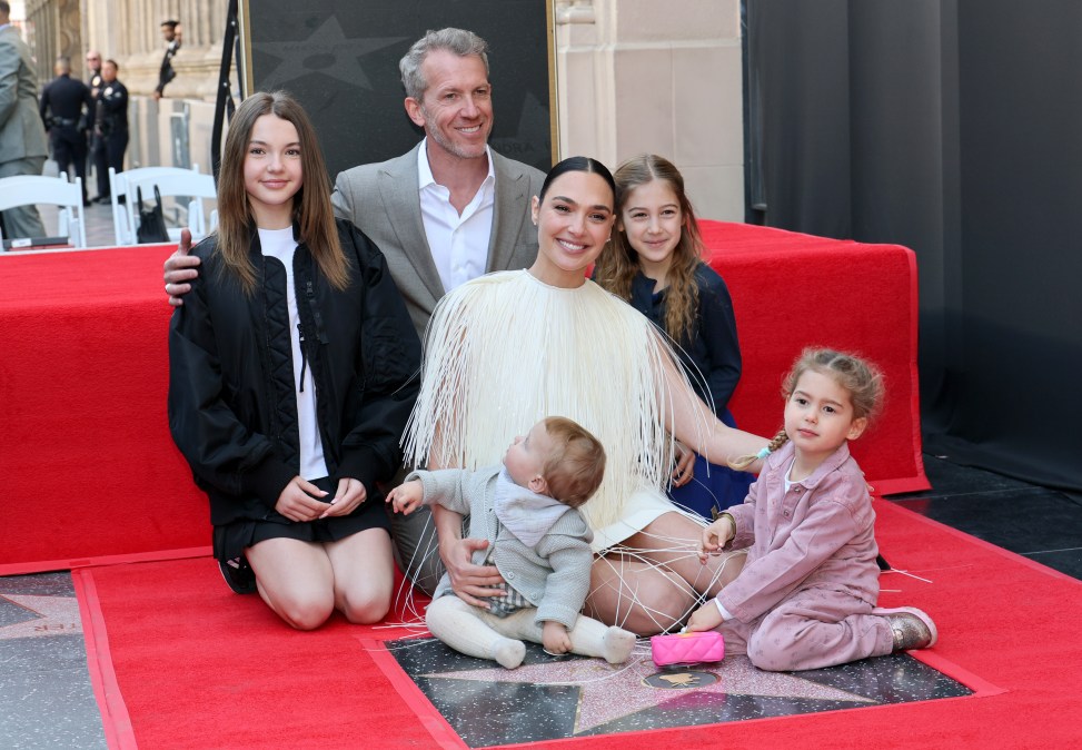 Gal Gadot and her family with a Star on the Hollywood Walk of Fame 
