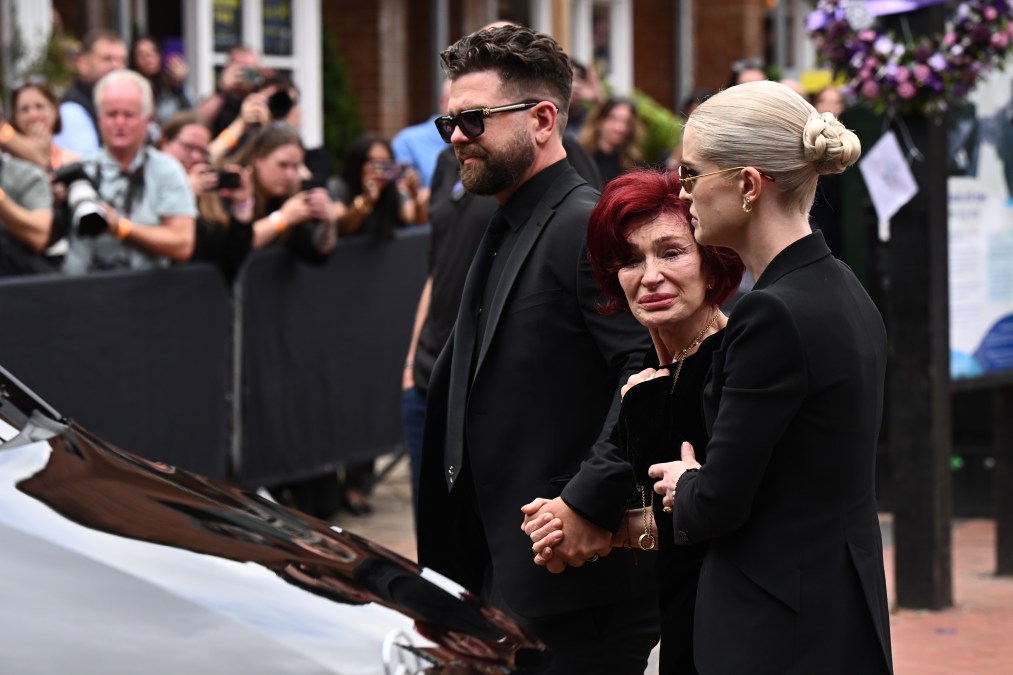 Jack Osbourne, Sharon Osbourne and Kelly Osbourne at Ozzy Osbourne's funeral
