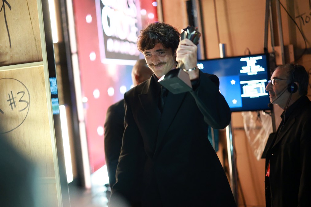Jacob Elordi smiling after award win