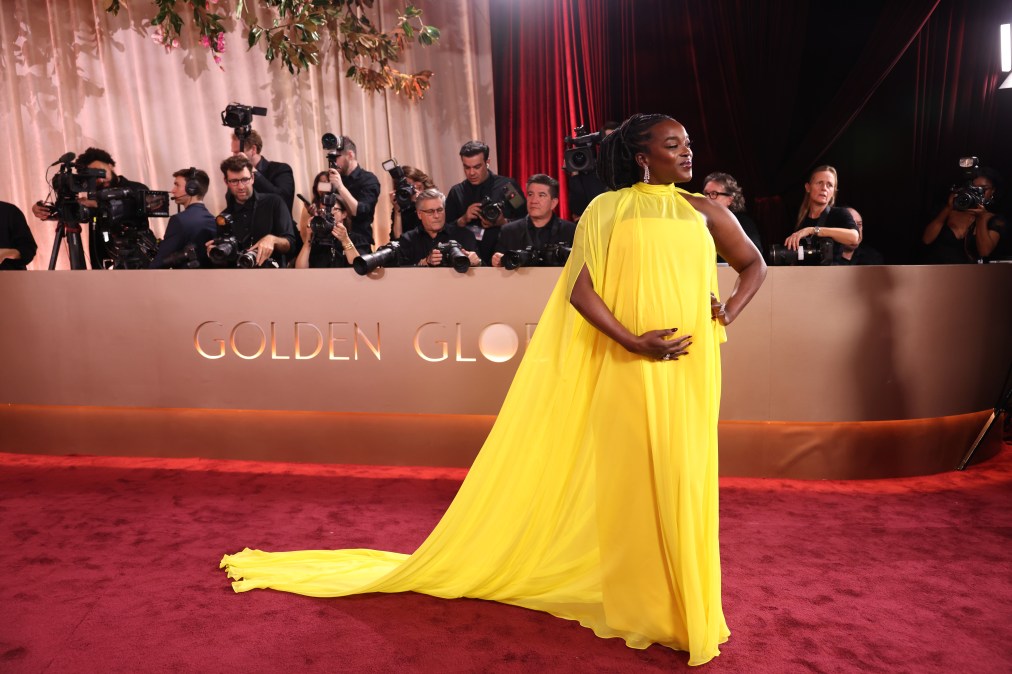 Wunmi Mosaku poses for photos at the Golden Globes 2026