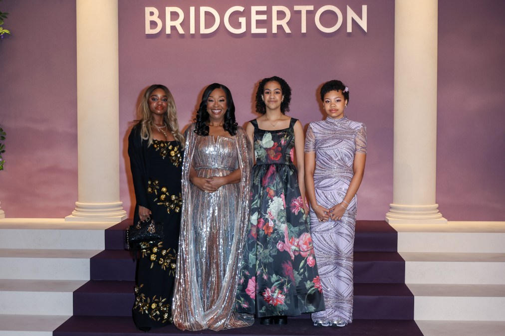 (L-R) Harper Rhimes, Shonda Rhimes and guests attend the "Bridgerton" Season 4 Paris World Premiere