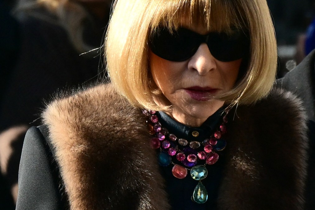 British-US fashion editor Anna Wintour arrives at the funeral ceremony for the late Italian fashion designer Valentino Gavarani