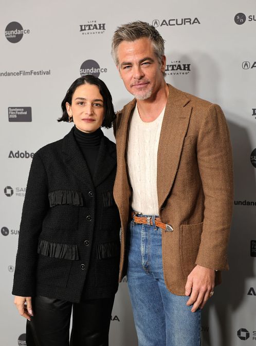 Jenny Slate and Chris Pine attend the "Carousel" Premiere during the 2026 Sundance Film Festival