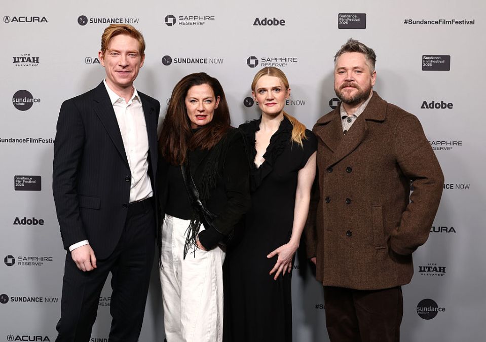 Domhnall Gleeson, Michelle Gomez, Gayle Rankin and Grant O'Rourke attend "The Incomer" Premiere during the 2026 Sundance Film Festival