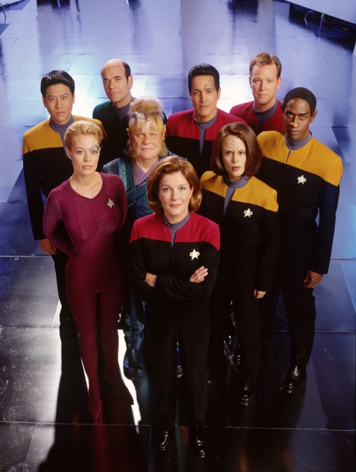 Kate Mulgrew and the "Star Trek Voyager" cast.