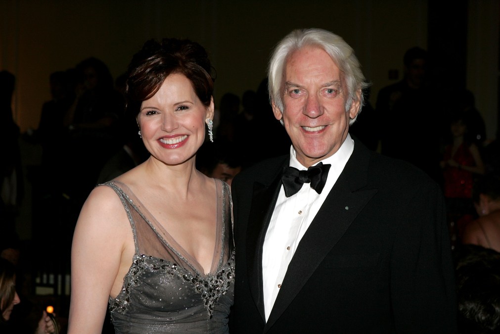 Actress Geena Davis (L) and actor Donald Sutherland