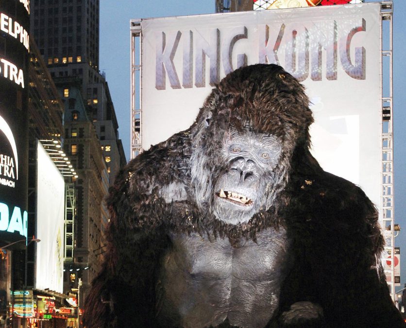 A giant King Kong sculpture 05 December 2005 in New York's Times Square