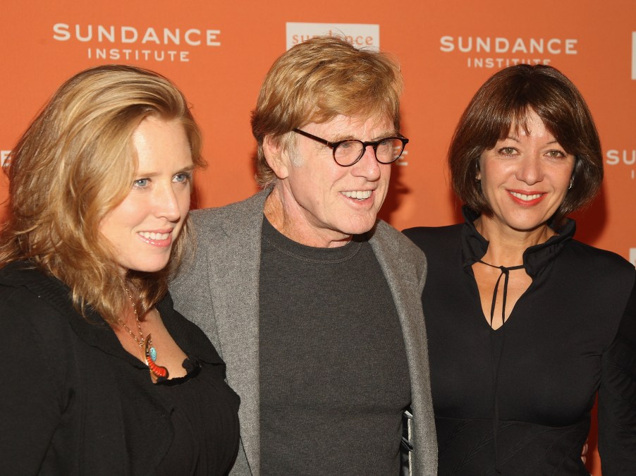 Robert Redford, his daughter Amy Redford, and his wife Sibylle Szaggars pose for photos at Sundance Film Festival