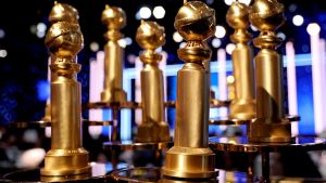 Golden Globes are seen during the 79th Annual Golden Globe Awards at The Beverly Hilton on January 09, 2022 in Beverly Hills, California