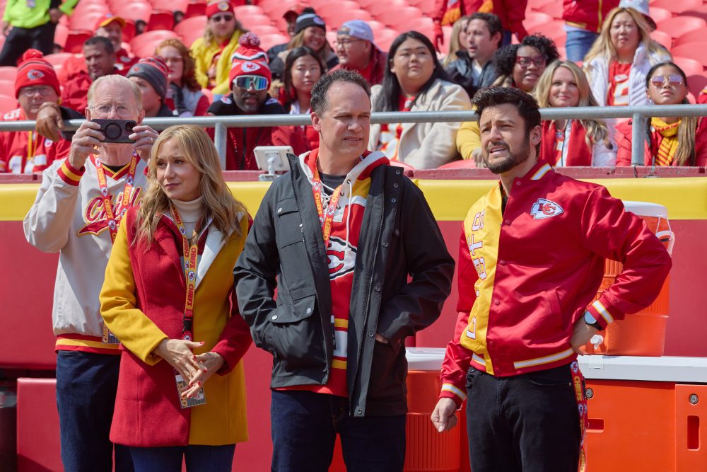 Ed Begley Jr., Megyn Price, Diedrich Bader, and Tyler Hynes in "Holiday Touchdown: A Chiefs Love Story."