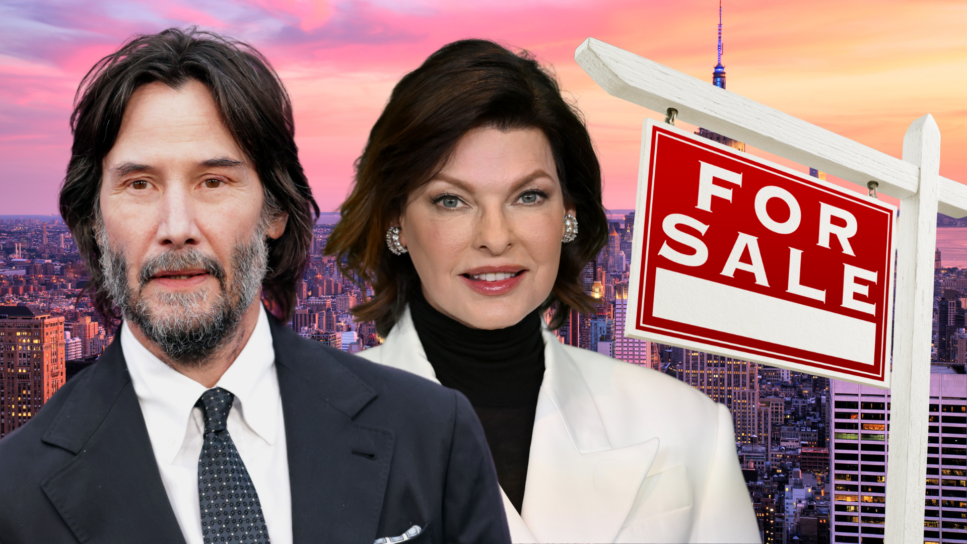 Keanu Reeves and Linda Evangelista