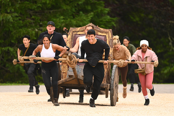 (l-r) Eric Nam, Natalie Anderson, Michael Rapaport, Colton Underwood, Rob Rausch, Tara Lipinski, Candiace Dillard Bassett