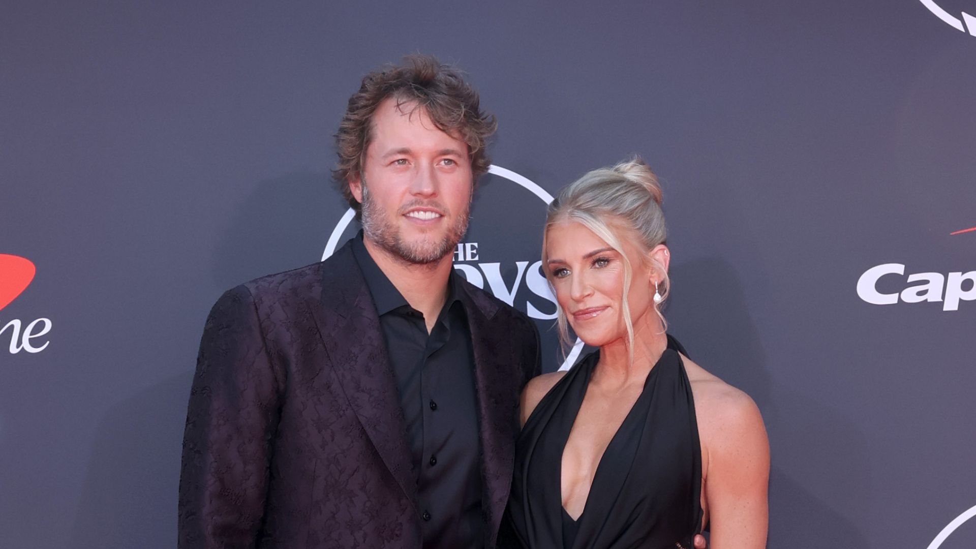 Matthew Stafford and Kelly Hall attend the 2025 ESPY Awards at Dolby Theatre on July 16, 2025