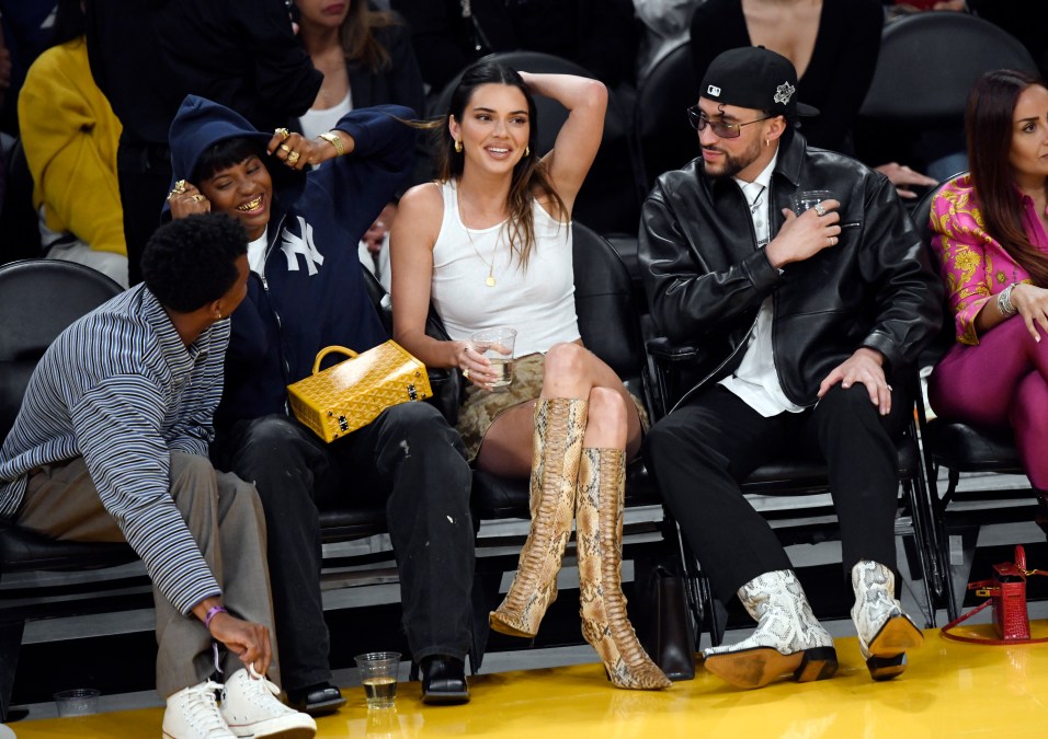 Kendall Jenner and Bad Bunny attend a basketball game