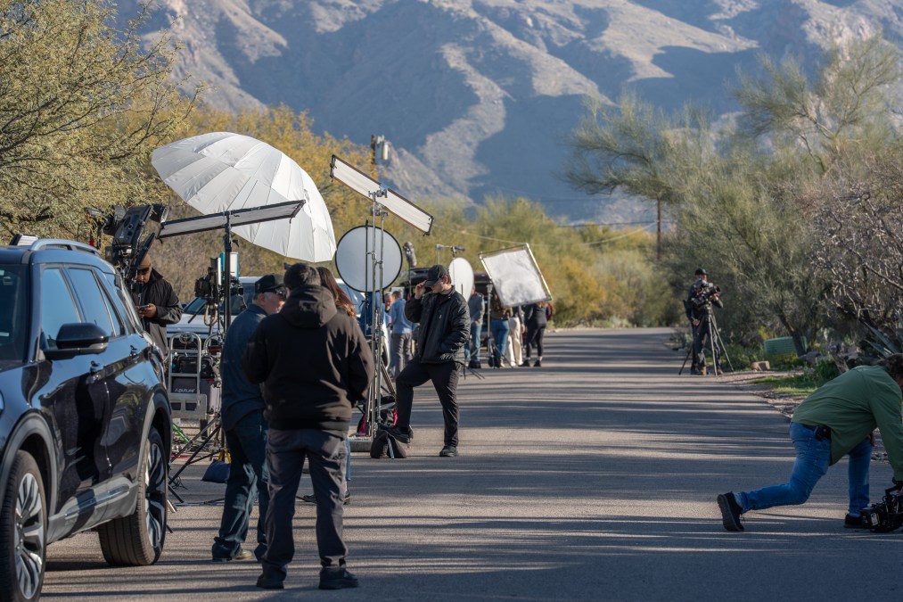 Television media set up at the house of Nancy Guthrie, NBC host Savannah Guthrie's mother