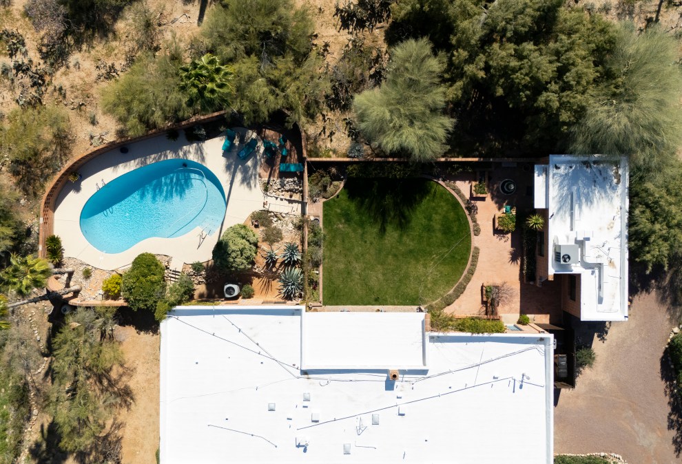 An aerial view shows the home of Nancy Guthrie on February 7, 2026