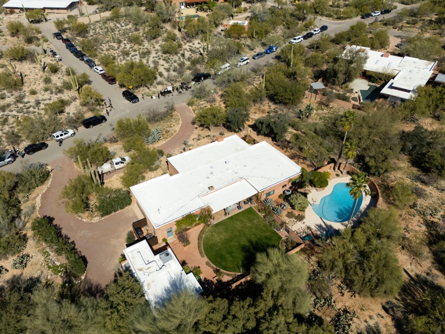 An aerial view shows the home of Nancy Guthrie