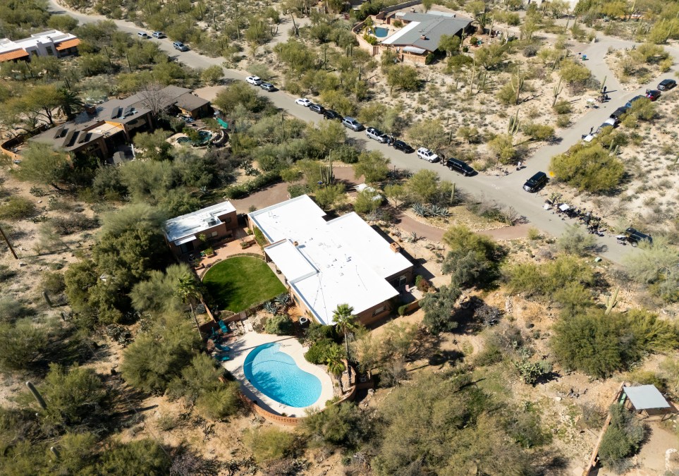 An aerial view shows the home of Nancy Guthrie