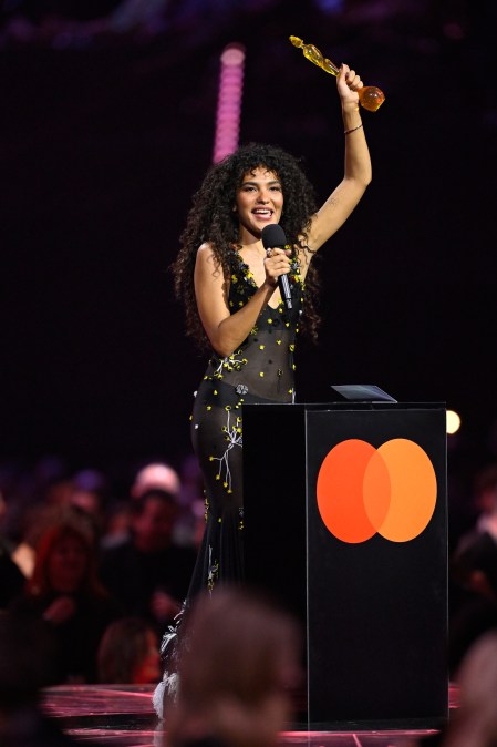 Olivia Dean accepts Best Pop Act Award at the BRIT Awards