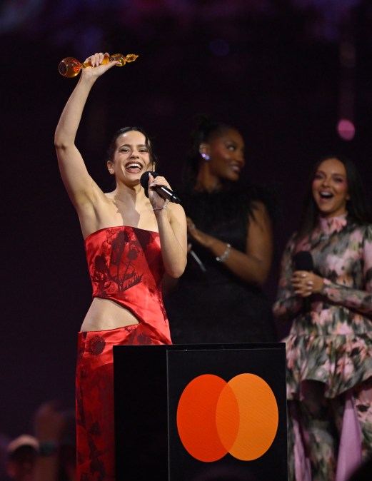 Rosalía accepts the International Artist of the Year Award at the BRIT Awards