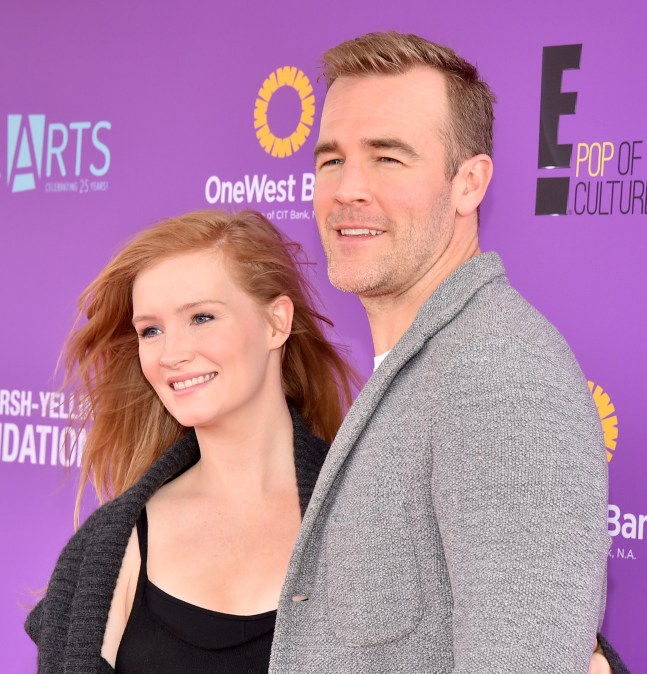 Kimberly Brook (L) and actor James Van Der Beek