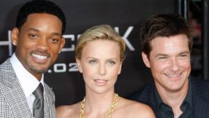 Will Smith, Charlize Theron, and Jason Bateman at the "Hancock" premiere in 2008.