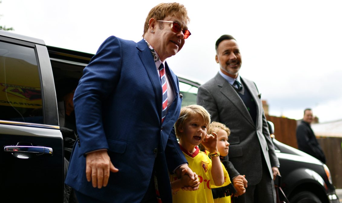 Sir Elton John, Elijah Joseph Daniel Furnish-John, Zachary Jackson Levon Furnish-John, and David Furnish