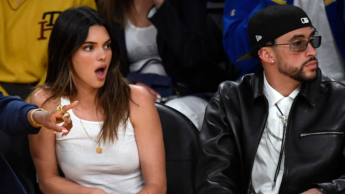Kendall Jenner and Bad Bunny attend a basketball game