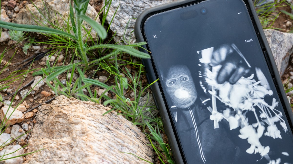 phone of man outside Nancy Guthrie's home