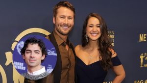 Joe Jonas, Glen Powell, and Leslie Powell.