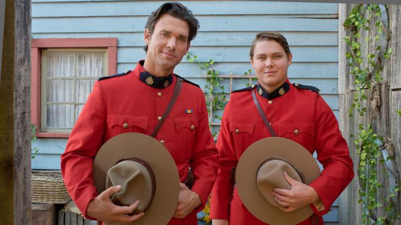 Kevin McGarry and Austin Landon in Mounties red uniforms