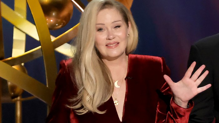 Christina Applegate onstage at the Emmys