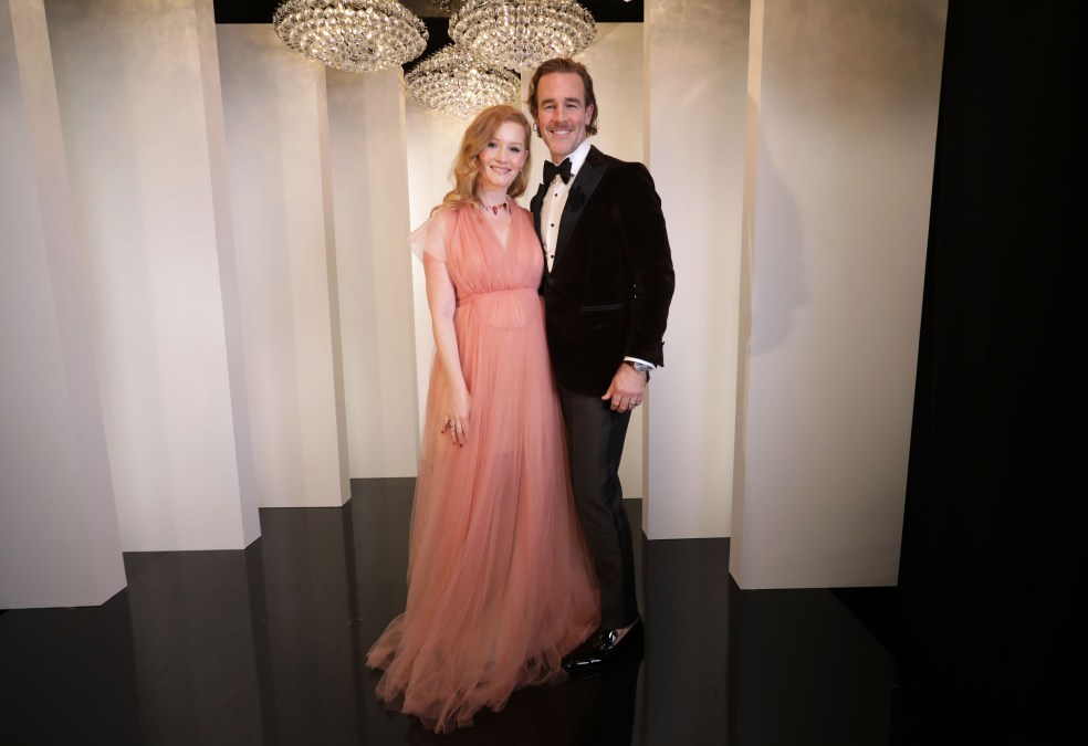 James van der Beek and wife Kimberly attend the FOX/HULU Golden Globe Awards viewing party