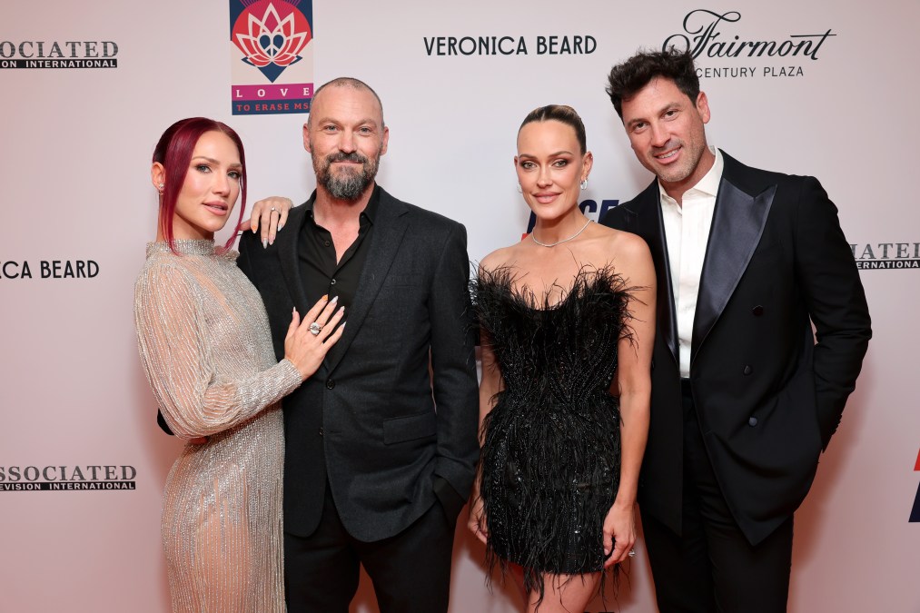 Sharna Burgess, Brian Austin Green, Peta Murgatroyd, and Maksim Chmerkovskiy attend an event