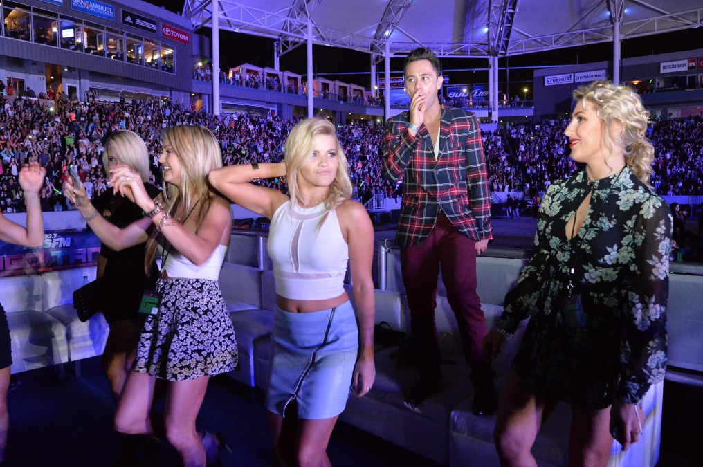 Emma Slater and Sasha Farber attend Wango Tango with other dancers in 2014.