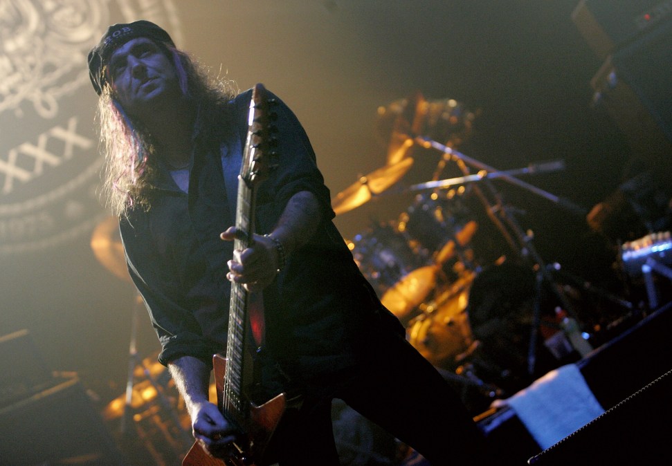 Phil Campbell of metal rock group Motorhead performs at the London stop of their 30th anniversary tour,