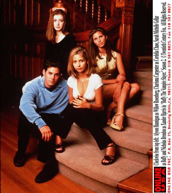 Clockwise from top left: Alyson Hannigan as Willow Rosenberg, Charisma Carpenter as Cordelia Chase, Sarah Michelle Gellar as Buffy and Nicholas Brendon as Xander Harris in "Buffy The Vampire Slayer."