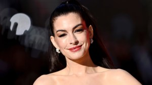 Anne Hathaway smiling at "Devil Wears Prada 2" event