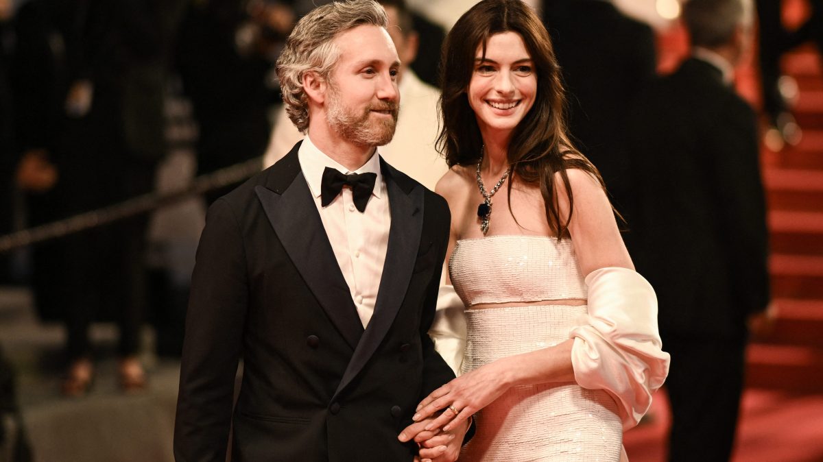 Anne Hathaway and Adam Shulman at the Cannes Film Festival 2022 red carpet