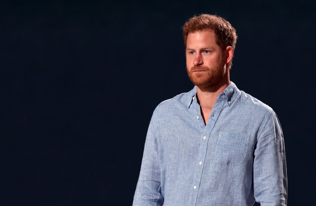 INGLEWOOD, CALIFORNIA: In this Prince Harry, The Duke of Sussex, speaks onstage during Global Citizen VAX LIVE: The Concert To Reunite The World at SoFi Stadium