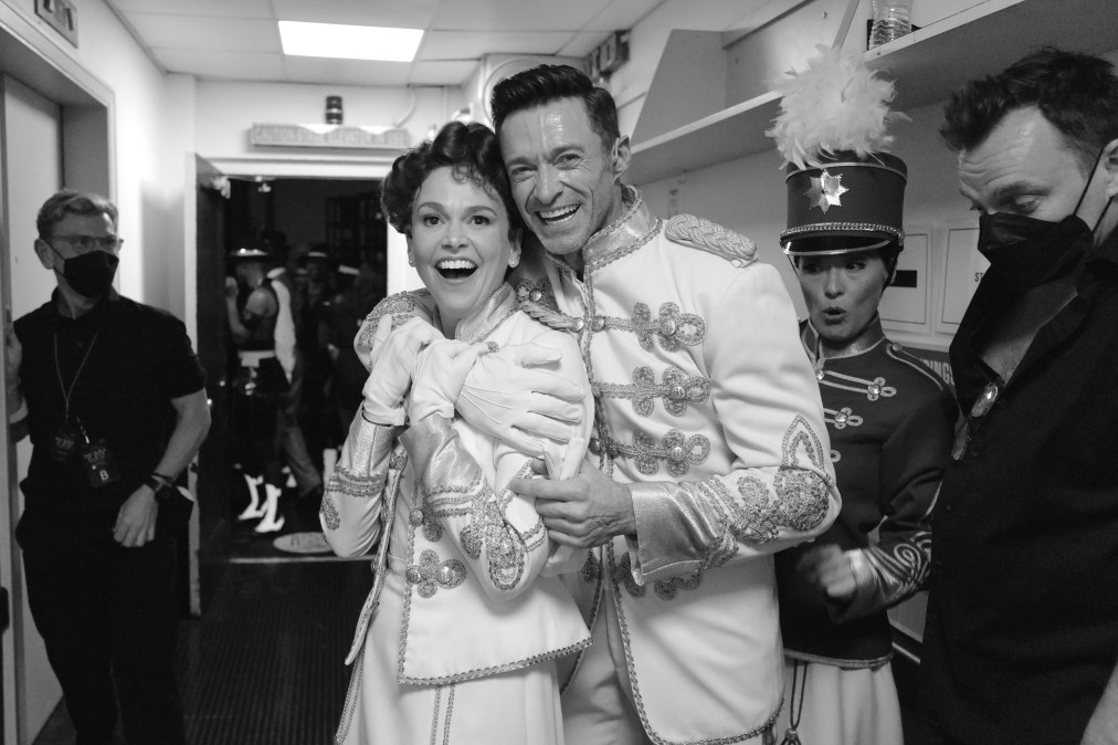 Sutton Foster and Hugh Jackman attend the 75th Annual Tony Awards at Radio City Music Hall on June 12, 2022