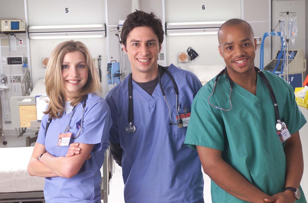 Sarah Chalke, Zach Braff, and Donald Faison.